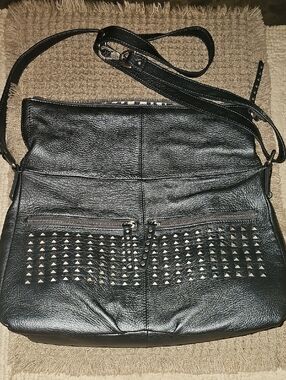 Fenn Wright Manson Gray Leather Studded Crossbody Bag